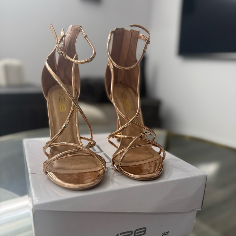 X2 Elegant Metallic Strappy Heels